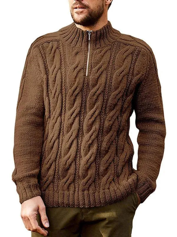 Men’s Cable Knit Half-Zip Pullover Sweater – Turtleneck