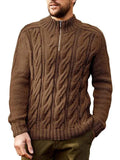 Men’s Cable Knit Half-Zip Pullover Sweater – Turtleneck