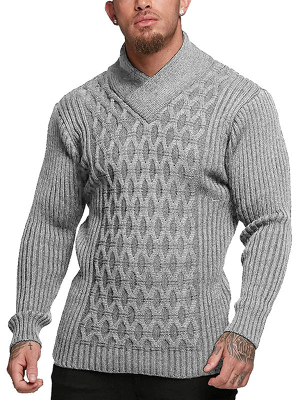 Men's Cable Knit Mock Neck Pullover Sweater