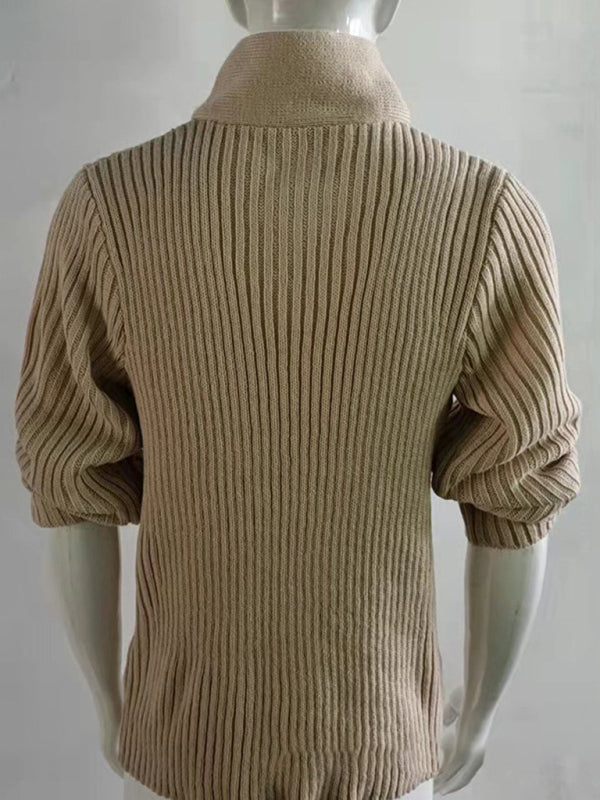 Men's Cable Knit Mock Neck Pullover Sweater