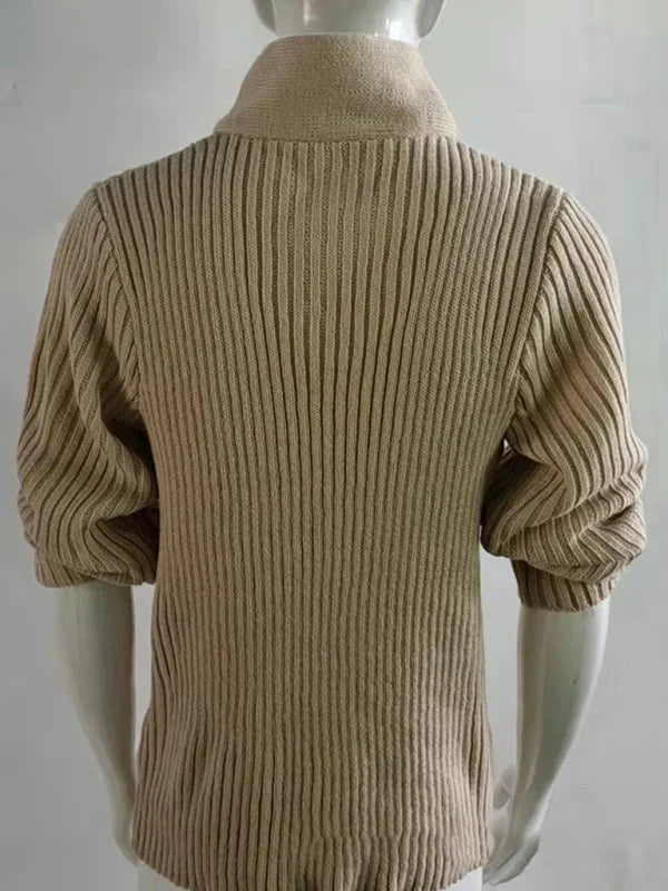 Men's Cable Knit Mock Neck Pullover Sweater