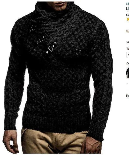 Men’s Cable Knit Turtleneck Pullover Sweater