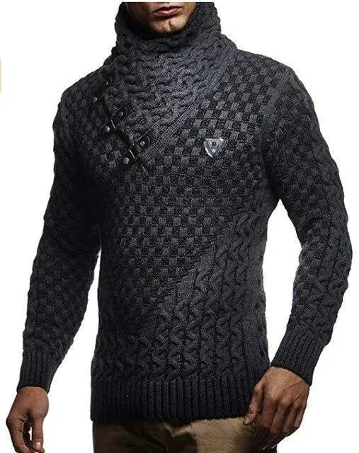 Men’s Cable Knit Turtleneck Pullover Sweater
