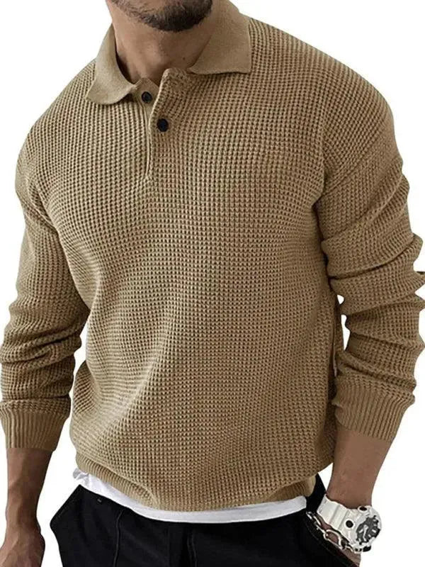 Men’s Collared Thermal Pullover Sweater – Textured Knit