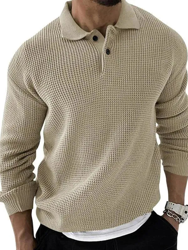 Men’s Collared Thermal Pullover Sweater – Textured Knit