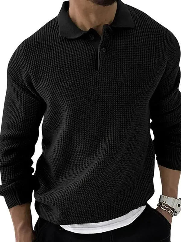 Men’s Collared Thermal Pullover Sweater – Textured Knit