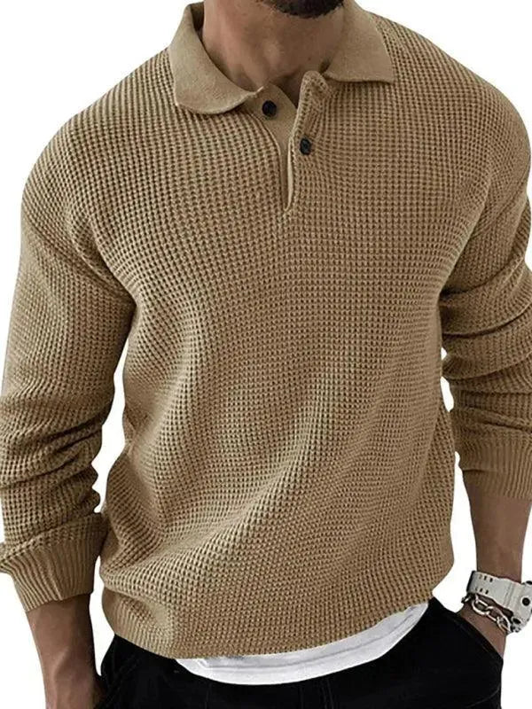 Men’s Collared Thermal Pullover Sweater – Textured Knit