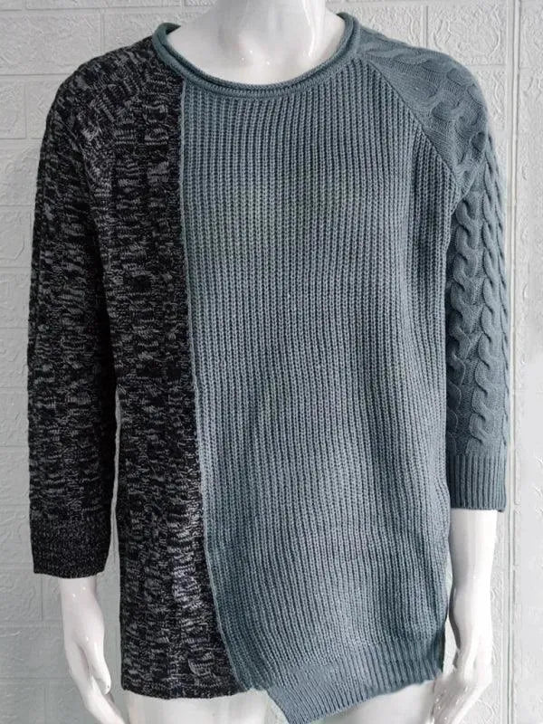 Men’s Colorblock Crew-Neck Pullover Sweater – Knit
