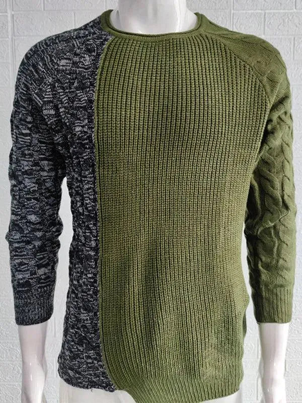 Men’s Colorblock Crew-Neck Pullover Sweater – Knit