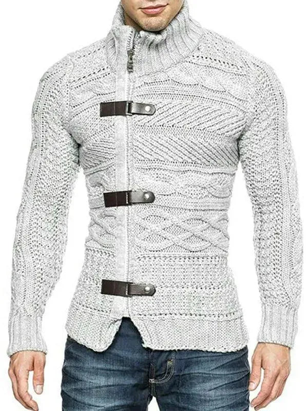 Men’s Full-Zip Turtleneck Cardigan Sweater – Stretch