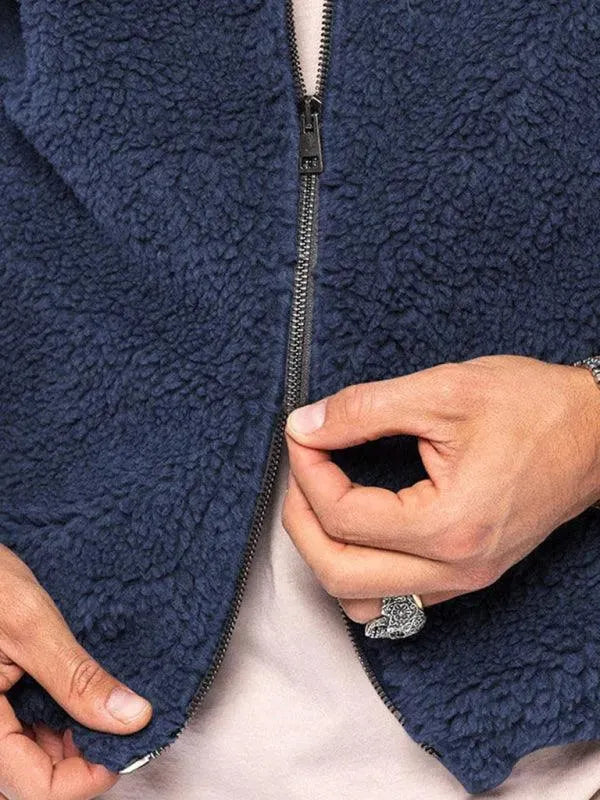 Men’s Hooded Fleece Bomber Jacket Warm Style
