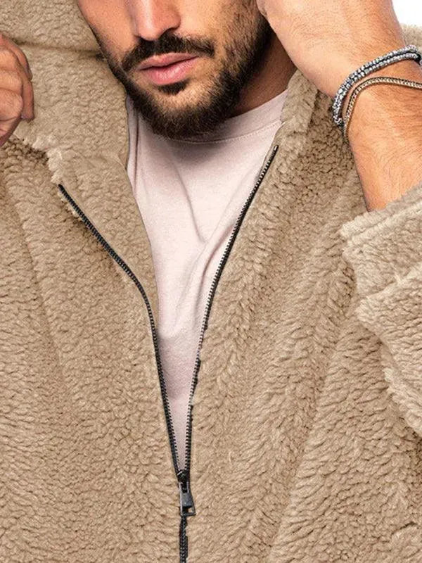 Men’s Hooded Fleece Bomber Jacket Warm Style