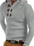 Men’s Hooded Ribbed Pullover Sweater – Horn Button