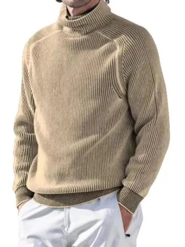 Men’s Knit Turtleneck Pullover Sweater – Soft Stretch