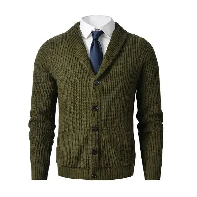 Men’s Merino Wool Cardigan Sweater – V-Neck