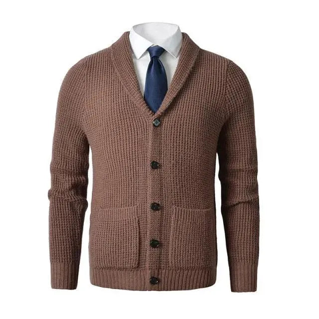 Men’s Merino Wool Cardigan Sweater – V-Neck