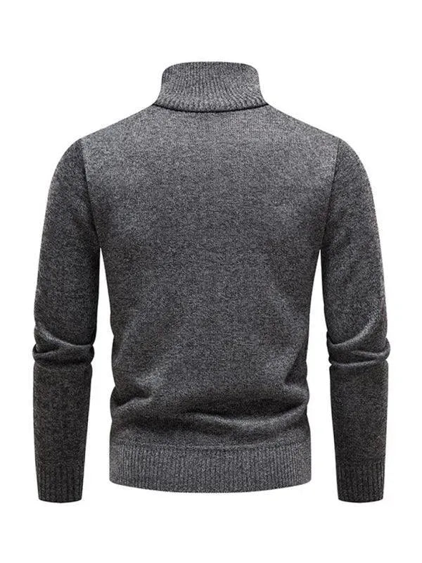 Men’s Patchwork Zip Turtleneck Pullover Sweater