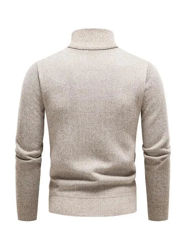 Men’s Patchwork Zip Turtleneck Pullover Sweater