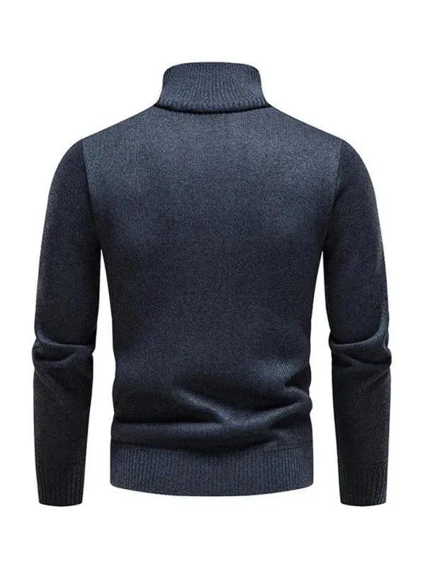 Men’s Patchwork Zip Turtleneck Pullover Sweater