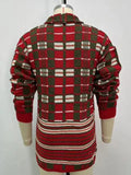 Men’s Plaid Longline Cardigan Sweater – V-Neck Button