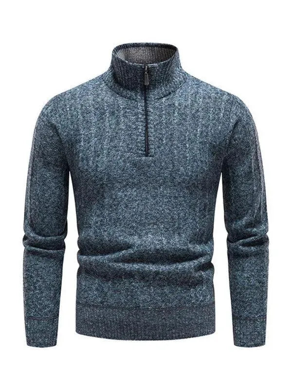 Men’s Quarter-Zip Pullover Sweater – Stand Collar Knit