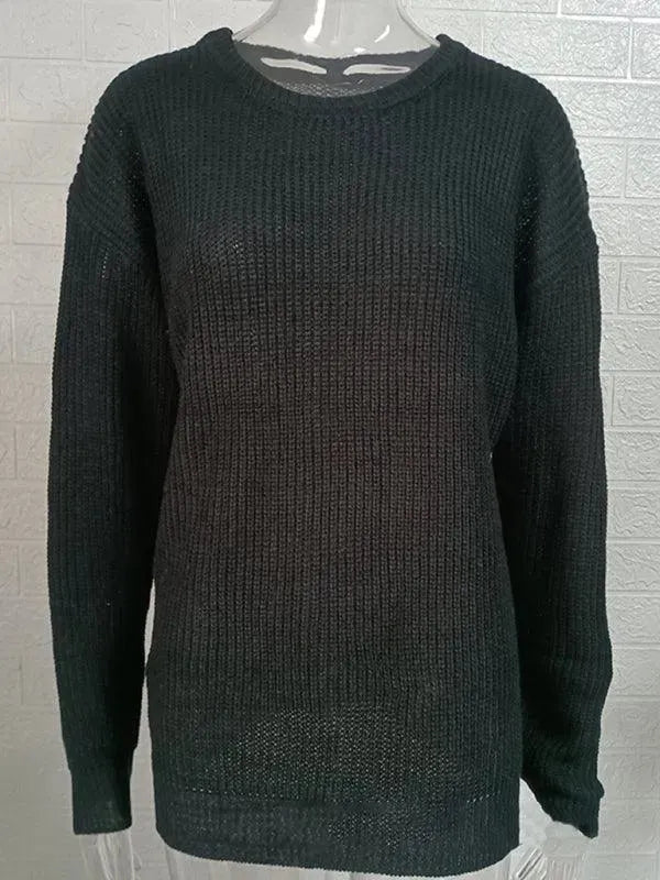 Men’s Relaxed Crew-Neck Pullover Sweater – Knit