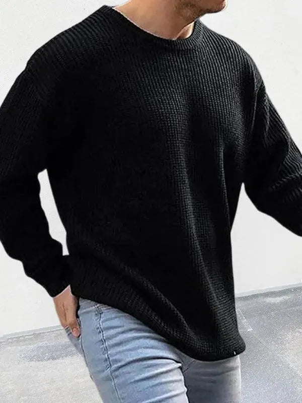 Men’s Relaxed Crew-Neck Pullover Sweater – Knit