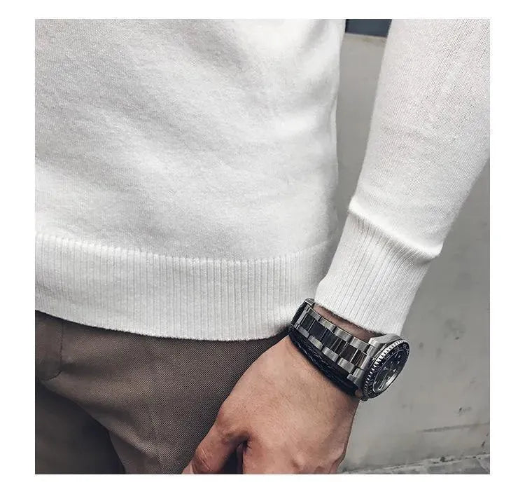 Men’s Slim Fit Striped Crew-Neck Pullover Sweater