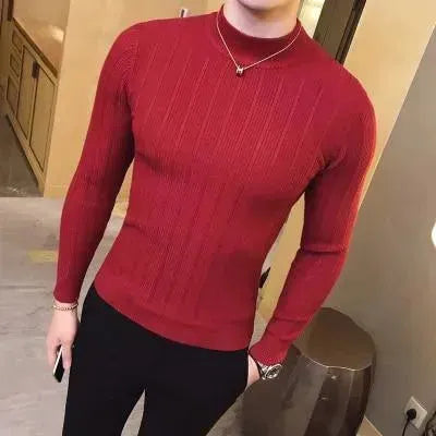 Men’s Slim Fit Striped Crew-Neck Pullover Sweater