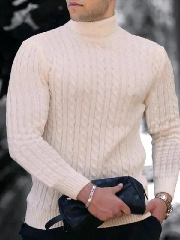 Men’s Slim Fit Turtleneck Pullover Sweater – Stretch