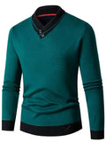 Men’s Slim Fit V-Neck Pullover Sweater – Solid Knit