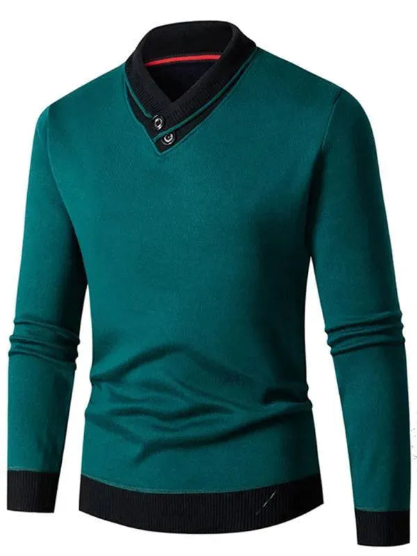 Men’s Slim Fit V-Neck Pullover Sweater – Solid Knit