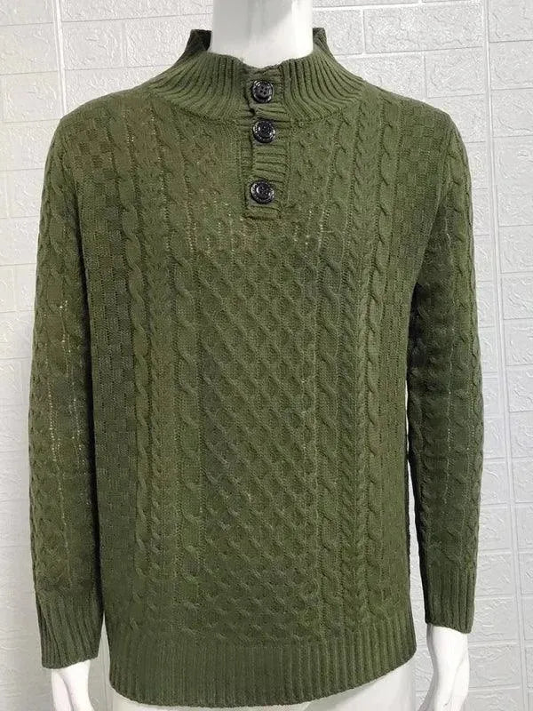 Men’s Turtleneck Pullover Sweater – Cable Knit