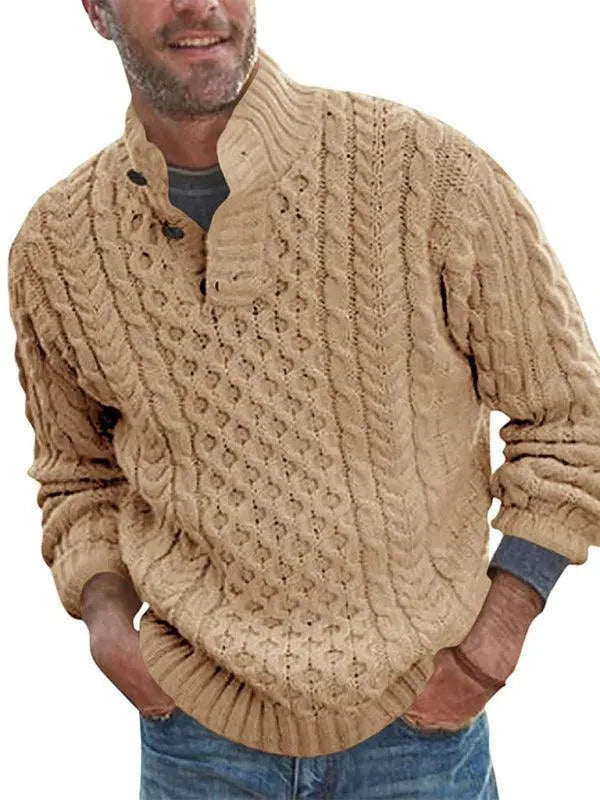 Men’s Turtleneck Pullover Sweater – Cable Knit