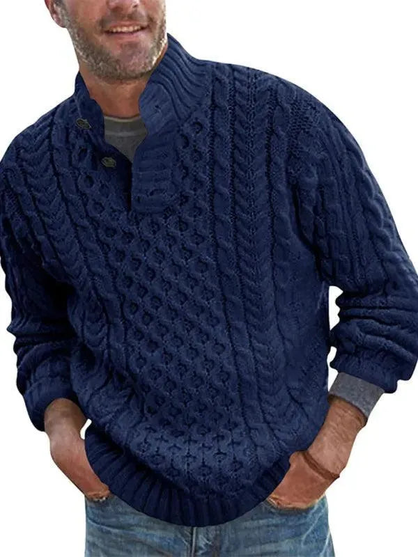 Men’s Turtleneck Pullover Sweater – Cable Knit