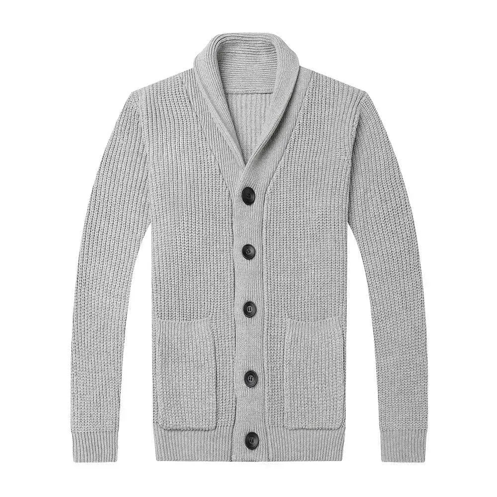 Men’s V-Neck Knit Cardigan Sweater With Pockets
