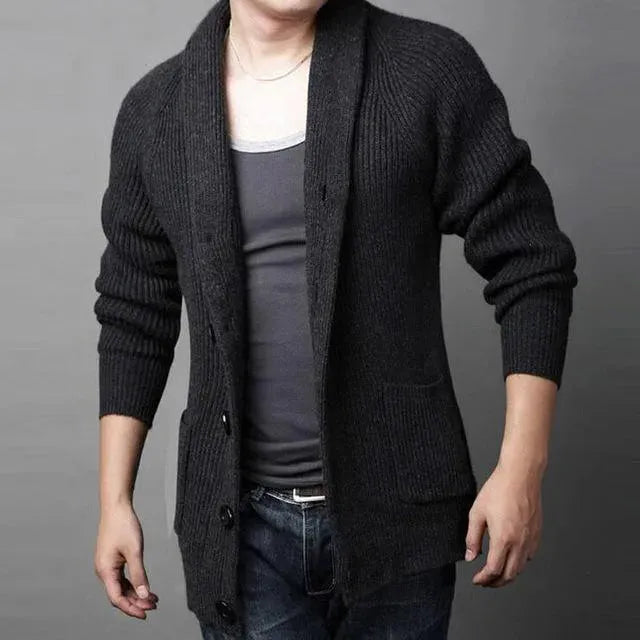 Men’s Wool Striped Cardigan Sweater