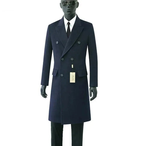 Men's Wool Trench Coat Double Breasted Formal Style