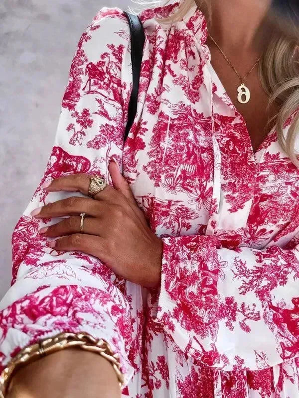 Romantic Blue Floral Tiered Maxi Dress