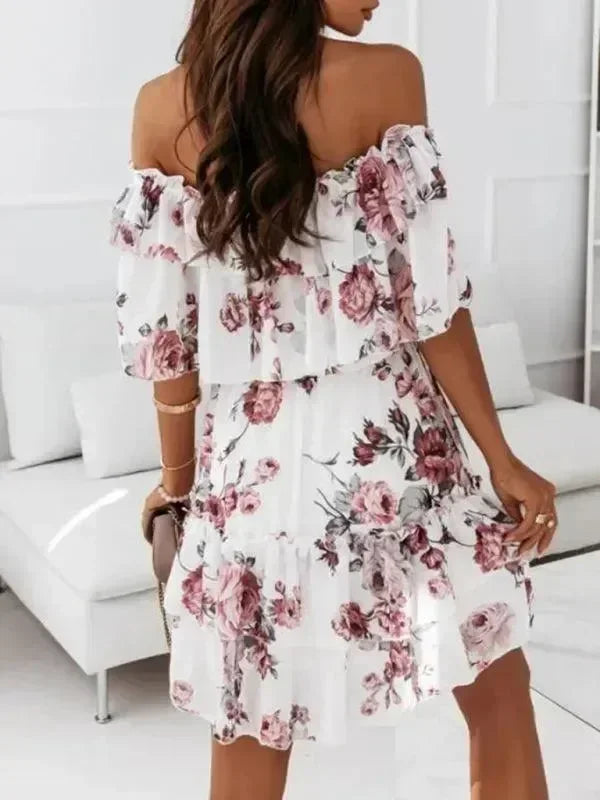 Romantic Floral Chiffon Mini Dress