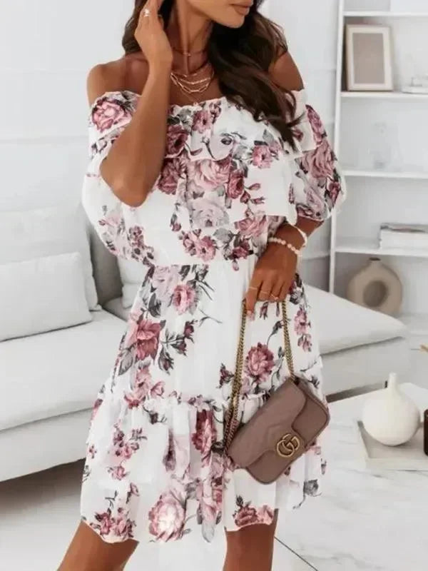 Romantic Floral Chiffon Mini Dress