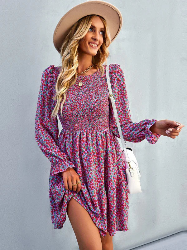 Romantic Floral Chiffon Mini Dress