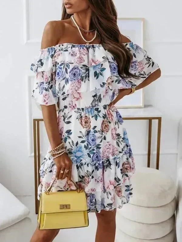 Romantic Floral Chiffon Mini Dress