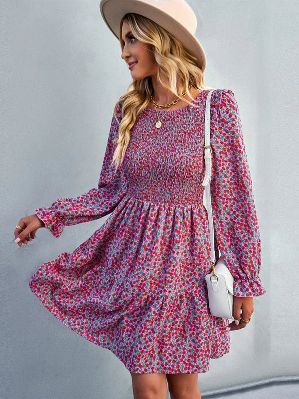 Romantic Floral Chiffon Mini Dress