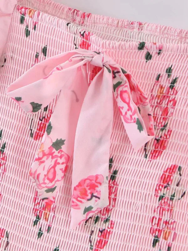 Romantic Floral Tiered Chiffon Mini Dress