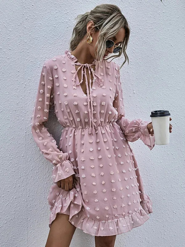 Romantic Pink Polka Dot Mini Dress