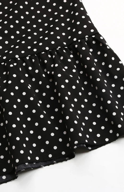 Romantic Polka Dot Chiffon Midi Dress