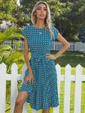 Romantic Polka Dot Chiffon Midi Dress