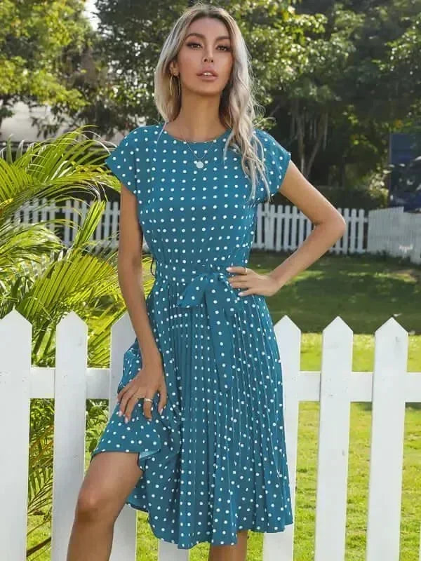 Romantic Polka Dot Chiffon Midi Dress