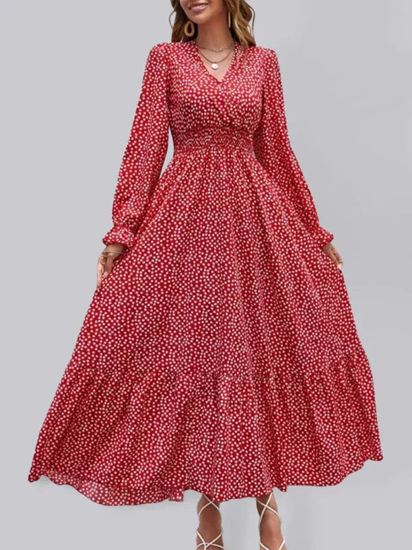 Romantic Red Polka Dot Maxi Dress